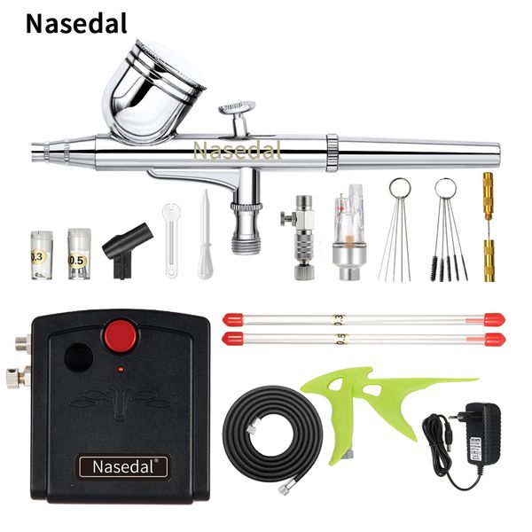 nasedal nt-13 dual-action spray gun airbrush compressor makeup nail tattoo model/cake/car paint with cleaning tool mini filter
nasedal nt-13 dual-action spray gun airbrush compressor makeup nail tattoo model/cake/car paint with cleaning tool mini filter