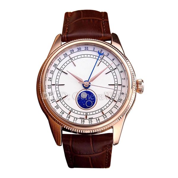 50535 luxury mens woman watches moon phase mechanical automatic watch 39mm rose gold case leather strap ceramic dial montre de luxe, Slivery;brown
50535 luxury mens woman watches moon phase mechanical automatic watch 39mm rose gold case leather strap ceramic dial montre de luxe, Slivery;brown