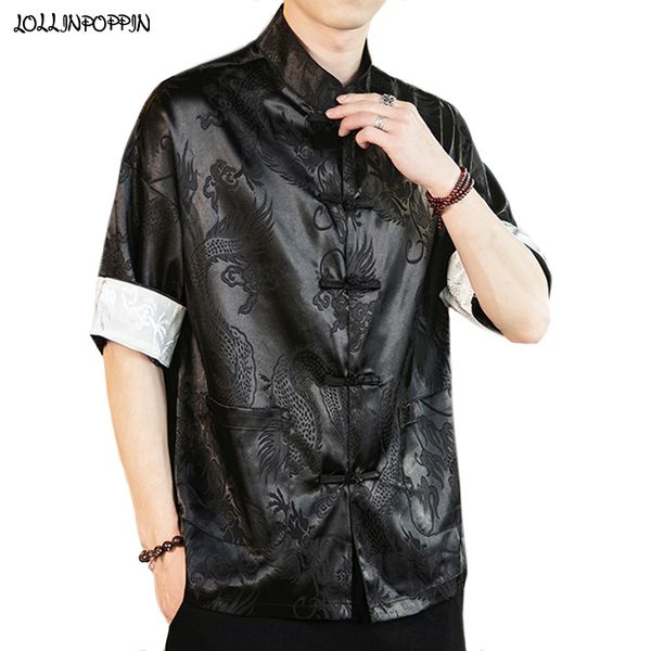 chinese style men dragon pattern jacquard half sleeve shirt mandarin collar frog closure mens casual satin shirts loose, White;black
chinese style men dragon pattern jacquard half sleeve shirt mandarin collar frog closure mens casual satin shirts loose, White;black