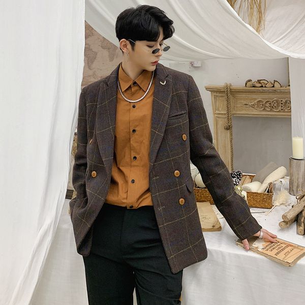2019 spring new men's korean business plaid fashion long sleeve loose original thin section small blazer, White;black
2019 spring new men's korean business plaid fashion long sleeve loose original thin section small blazer, White;black