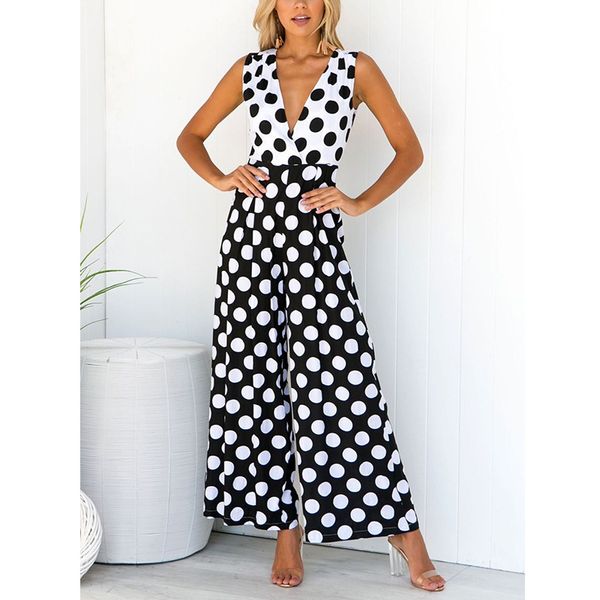 2019 spring dot jumpsuit halter high-waist boot cup pant sleeveless v-neck clothing casual woman new office women jumpsuit, Black;white
2019 spring dot jumpsuit halter high-waist boot cup pant sleeveless v-neck clothing casual woman new office women jumpsuit, Black;white