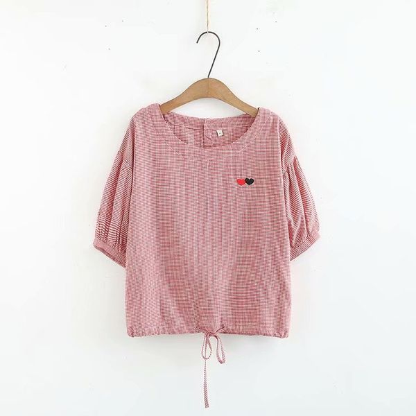 2019 plus size women blouses spring summer clothing fashion casual loose short sleeve cotton plaid shirts g4-8898, White
2019 plus size women blouses spring summer clothing fashion casual loose short sleeve cotton plaid shirts g4-8898, White