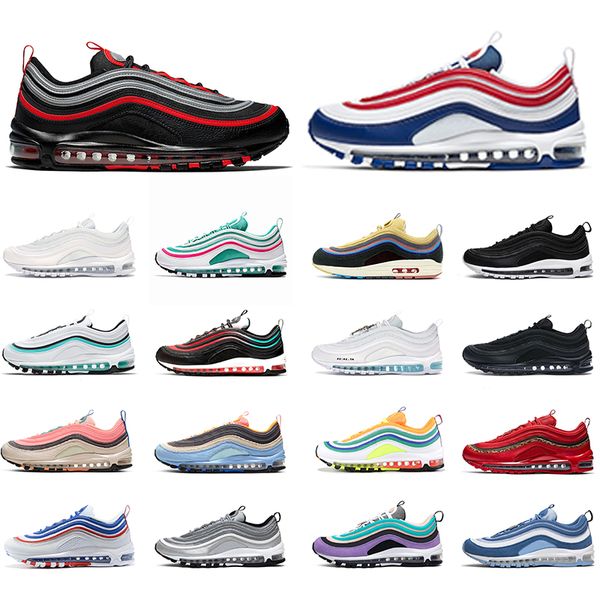97 running shoes bred triple black white sunburst usa south beach corduroy pack 97s mens womens trainers sports sneakers size 36-45, White;red
97 running shoes bred triple black white sunburst usa south beach corduroy pack 97s mens womens trainers sports sneakers size 36-45, White;red
