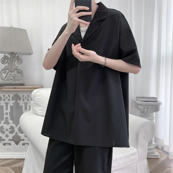 dress shirt men's fashion solid color business casual pullover shirt men streetwear loose korean short-sleeved mens -5xl, White;black
dress shirt men's fashion solid color business casual pullover shirt men streetwear loose korean short-sleeved mens -5xl, White;black