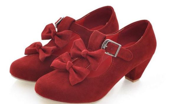 women's shoes in spring and autumn middle coarse heel round head suede bowknot@4049, Black