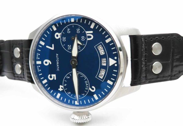 mens big pilot 52850 blue dial with numeral markers & power reserve black leather automatic reserve indicator watches, Slivery;brown
mens big pilot 52850 blue dial with numeral markers & power reserve black leather automatic reserve indicator watches, Slivery;brown