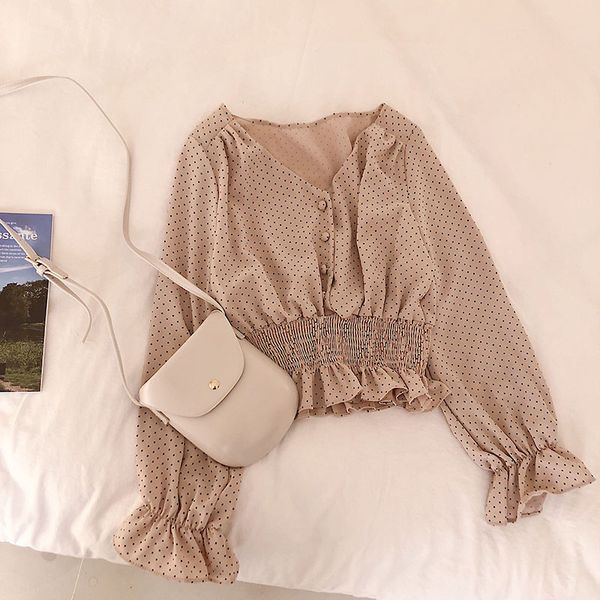 vintage v-neck flare sleeve polka dot women blouse shirts elegant front buttons slim waist ruffles female blouse blusas 2019, White
vintage v-neck flare sleeve polka dot women blouse shirts elegant front buttons slim waist ruffles female blouse blusas 2019, White
