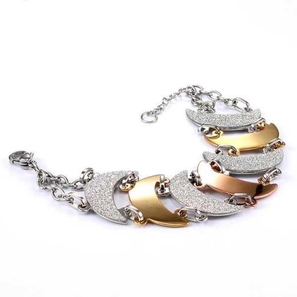 fashion women 316l stainless steel link bracelet with moon charms sand blasting ttianium steel wristband bangle, Black
fashion women 316l stainless steel link bracelet with moon charms sand blasting ttianium steel wristband bangle, Black