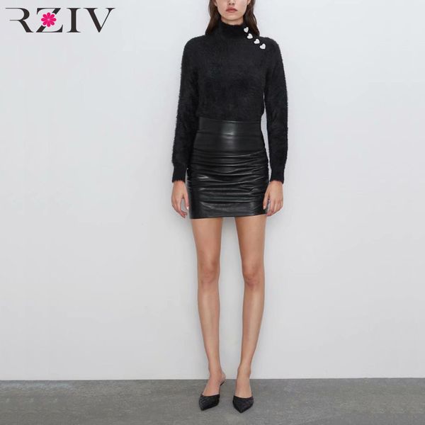 rziv autumn and winter women's sweater casual solid color high collar long sleeve button decorative sweater, White;black
rziv autumn and winter women's sweater casual solid color high collar long sleeve button decorative sweater, White;black