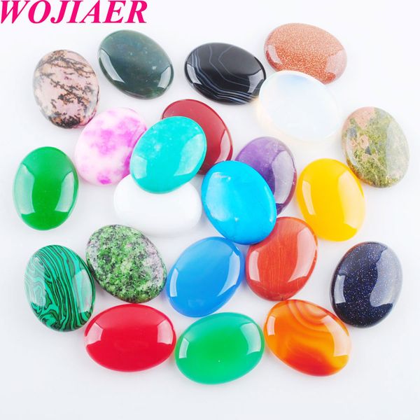 

wojiaer aventurine tiger s eye lapis lazuli gem stone beads oval cabochon cab no drill hole 30x40x8mm jewelry making 10pcs/lot dbu808, Black