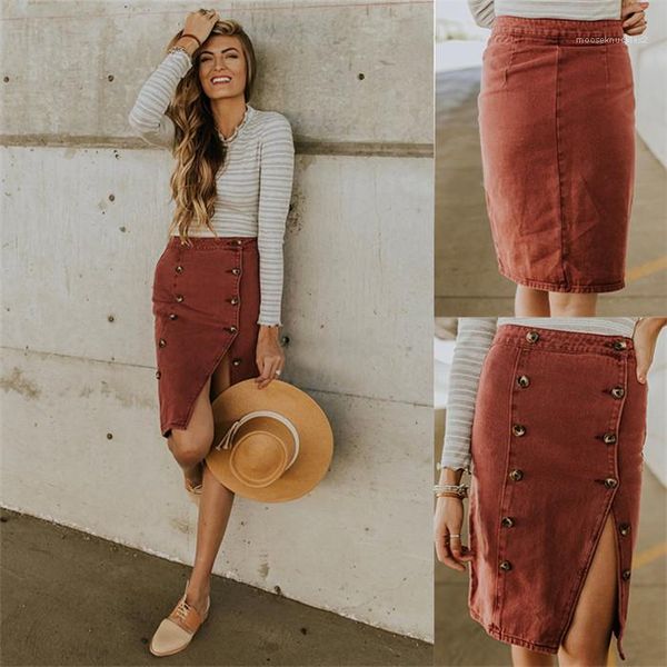 skirt spring summer new fashion solid color designer famale a line skirt womens buttoned split, Black
skirt spring summer new fashion solid color designer famale a line skirt womens buttoned split, Black