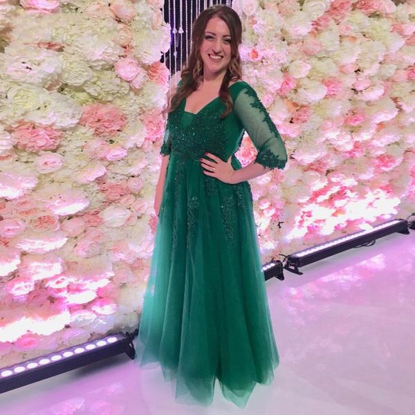 green prom dresses v neck half sleeve long dress a line appliques beads plus size formal evening party gowns, Black
green prom dresses v neck half sleeve long dress a line appliques beads plus size formal evening party gowns, Black
