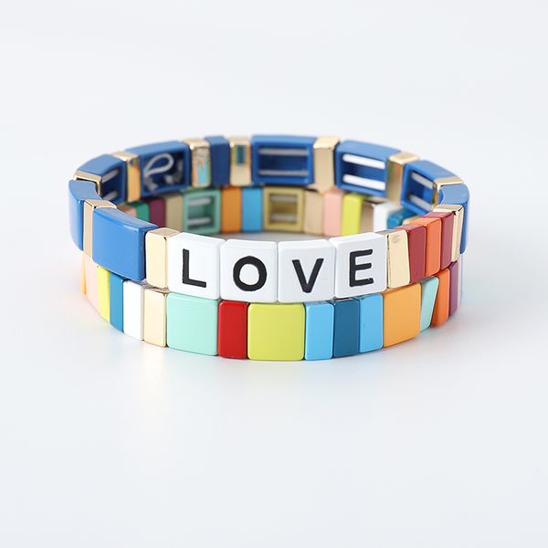 g.ycx fashion rainbow enamel tile bracelets women stretch pulseras love letter couple paired bracelets set summer beach jewelry, Black
g.ycx fashion rainbow enamel tile bracelets women stretch pulseras love letter couple paired bracelets set summer beach jewelry, Black