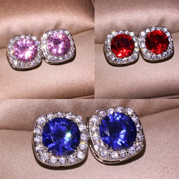 big ziron stone pink red blue silver cute round stud earrings for women korean earrings 2019 new 925, Golden;silver
big ziron stone pink red blue silver cute round stud earrings for women korean earrings 2019 new 925, Golden;silver