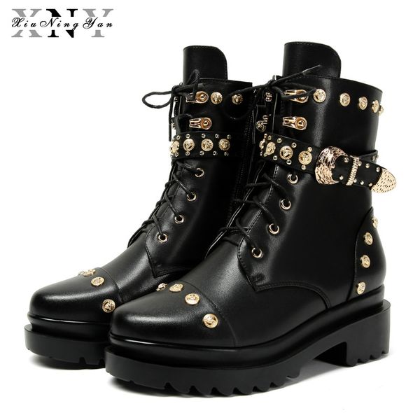 fashion punk boots women shoes genuine leather motorcycle boots europe america warm square toe mid-calf autumn winter shoes 2019, Black
fashion punk boots women shoes genuine leather motorcycle boots europe america warm square toe mid-calf autumn winter shoes 2019, Black