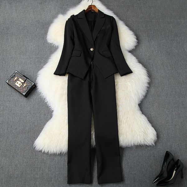 cocktail party two-piece suits black office pants sets women runway designer elegant blazer pant suit set, White;black
cocktail party two-piece suits black office pants sets women runway designer elegant blazer pant suit set, White;black