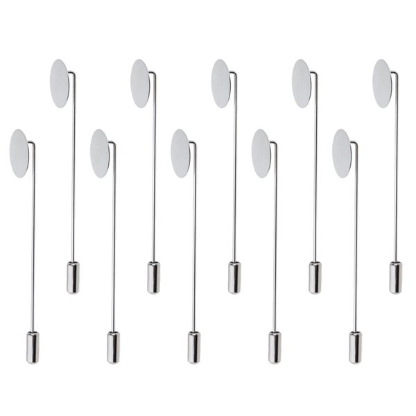 10 piece blank tray glue on pad lapel stick pin diy clutch boutonniere pins, Gray 
10 piece blank tray glue on pad lapel stick pin diy clutch boutonniere pins, Gray