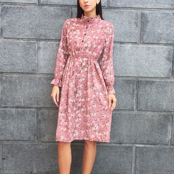 soft floral corduroy dress print women autumn stand collar female party dresses elastic waist beach vestidos designer clothes, Black;gray
soft floral corduroy dress print women autumn stand collar female party dresses elastic waist beach vestidos designer clothes, Black;gray
