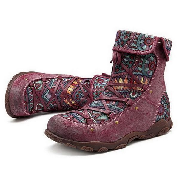 wenyujh bohemian vintage embroidered women boots genuine leather autumnboho ladies round head short boots female lace-up, Black
wenyujh bohemian vintage embroidered women boots genuine leather autumnboho ladies round head short boots female lace-up, Black