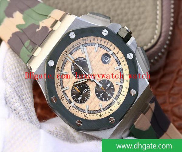 jf 26400 camouflage fashion steel case 44mm green ceramic ring cal.3126 automatic timing movement watches rubber watchband designer watches, Slivery;brown
jf 26400 camouflage fashion steel case 44mm green ceramic ring cal.3126 automatic timing movement watches rubber watchband designer watches, Slivery;brown