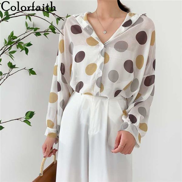 colorfaith new 2020 spring summer women's blouse chiffon dots single-breasted transparent lapel loose elegant casual bl6780, White
colorfaith new 2020 spring summer women's blouse chiffon dots single-breasted transparent lapel loose elegant casual bl6780, White