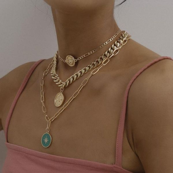 new punk multi layer curb cuban chunky thick portrait choker necklace women stars carved coin pendant necklace hip hop jewelry, Silver
new punk multi layer curb cuban chunky thick portrait choker necklace women stars carved coin pendant necklace hip hop jewelry, Silver