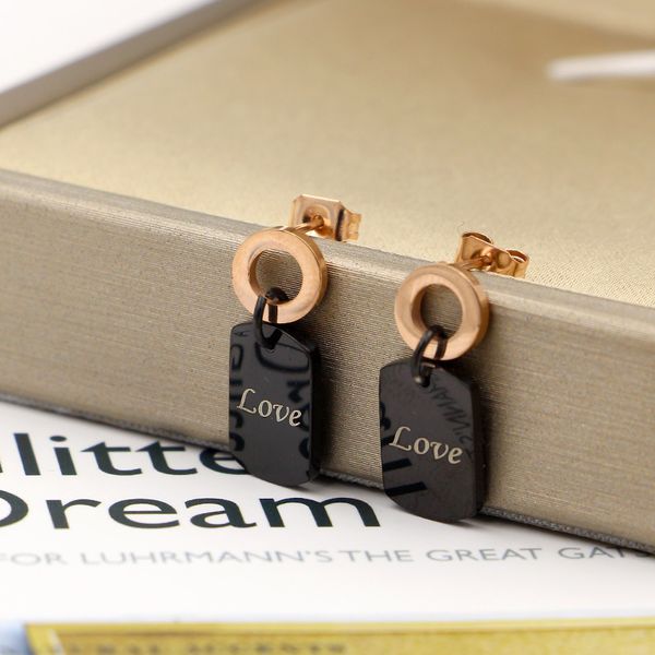 2019 new fashion circle hanging black love tag earrings trendy women's accessories earrings titanium steel jewelry, Golden;silver
2019 new fashion circle hanging black love tag earrings trendy women's accessories earrings titanium steel jewelry, Golden;silver