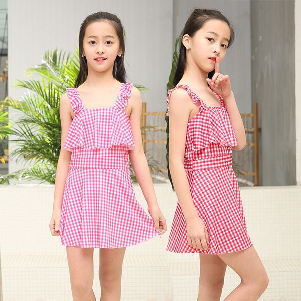 8-12 years old children's plaid girl's one-piece dress skirt swimsuit little girl's student's spring swimsuit, White;black
8-12 years old children's plaid girl's one-piece dress skirt swimsuit little girl's student's spring swimsuit, White;black