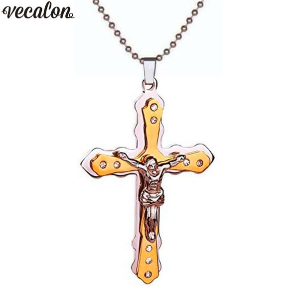 vecalon christian cross pendant with necklace for men women 316l stainless steel crystal necklaces 2 colors dropshipping jewelry, Silver
vecalon christian cross pendant with necklace for men women 316l stainless steel crystal necklaces 2 colors dropshipping jewelry, Silver
