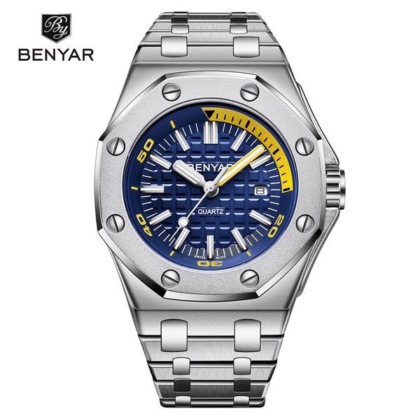 benyar watch men 2019 new style silver stainless steel band quartz watch causal fashion wristwatch mens, Slivery;brown
benyar watch men 2019 new style silver stainless steel band quartz watch causal fashion wristwatch mens, Slivery;brown