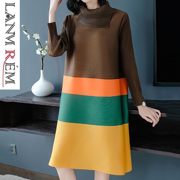 lanrmem 2019 spring summer fashion new pleated clothes for women long sleeve turtleneck elastic contrast color dresses yh295, Black;gray
lanrmem 2019 spring summer fashion new pleated clothes for women long sleeve turtleneck elastic contrast color dresses yh295, Black;gray