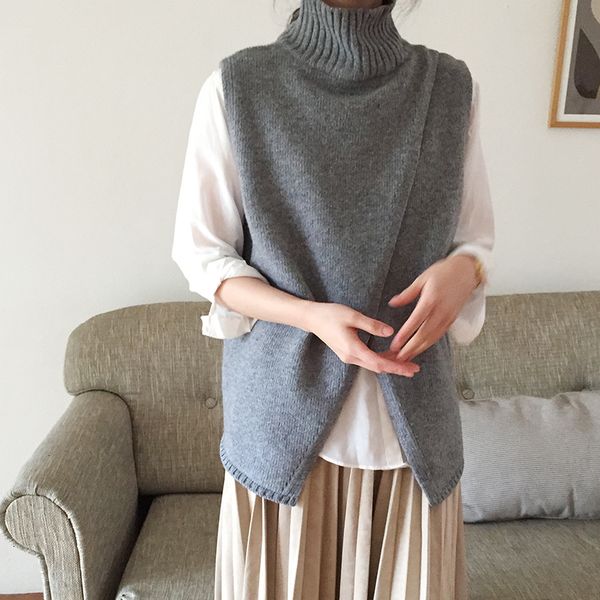 women's vests 2021 autumn winter wool vest sweater vintage casual high collar slit female solid loose sleeveless, Black;white
women's vests 2021 autumn winter wool vest sweater vintage casual high collar slit female solid loose sleeveless, Black;white