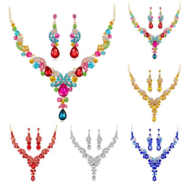 women jewelry set elegant rhinestone teardrop pendant wedding necklace earrings new chic, Silver
women jewelry set elegant rhinestone teardrop pendant wedding necklace earrings new chic, Silver