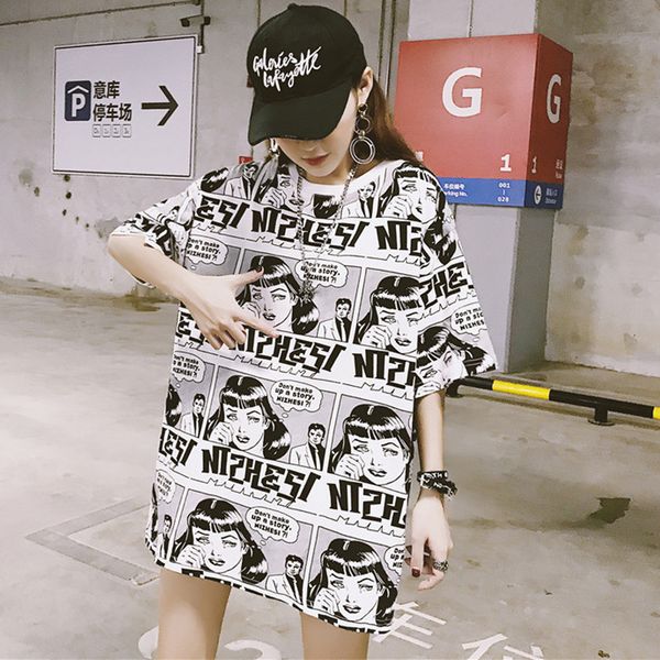 women clothes t shirt korean style summer big size for female cartoon print t shirts harajuku loose o neck tee shirt, White
women clothes t shirt korean style summer big size for female cartoon print t shirts harajuku loose o neck tee shirt, White