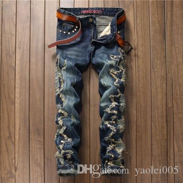 original male designer new jeans european and american style fashion hipster hole splicing nails tide pants, Blue
original male designer new jeans european and american style fashion hipster hole splicing nails tide pants, Blue