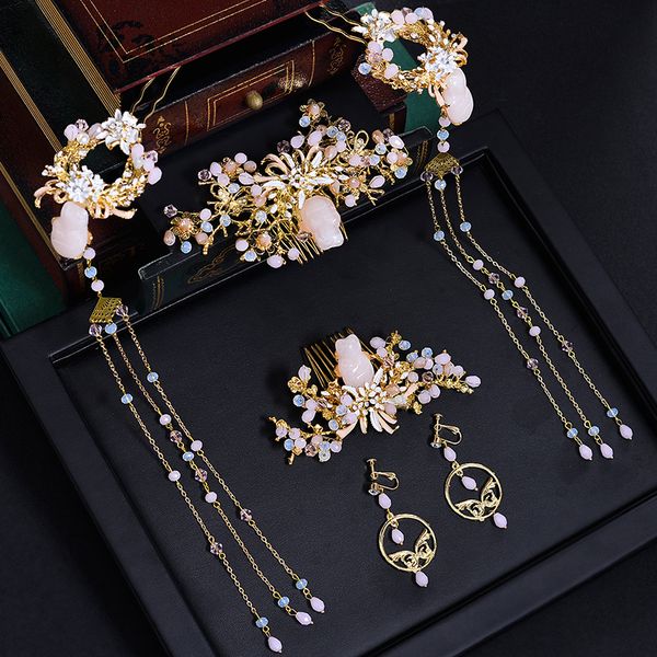 an antique headdress comb chinese bride headdress bride hair set wedding hair accessories, White;golden
an antique headdress comb chinese bride headdress bride hair set wedding hair accessories, White;golden