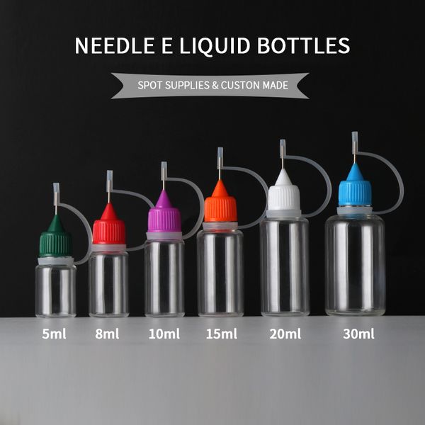 pet e liquid needle bottle 5ml 8ml 10ml 15ml 20ml 30ml ecig oil plastic pe soft ejuice dropper with pinhole metal needle filler colorful cap
pet e liquid needle bottle 5ml 8ml 10ml 15ml 20ml 30ml ecig oil plastic pe soft ejuice dropper with pinhole metal needle filler colorful cap