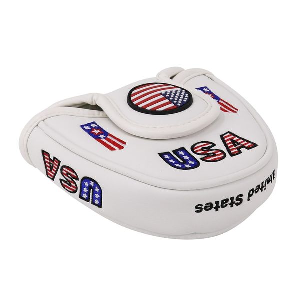 golf mallet putter cover headcover magnetic closure usa flag embroidery for side-shaft putter club black pu leather black/white
golf mallet putter cover headcover magnetic closure usa flag embroidery for side-shaft putter club black pu leather black/white