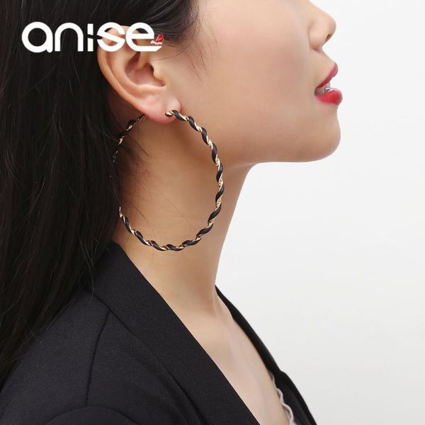 anise trendy metal big round hoop earrings classic black white twisted circle earring for woman retro gold silver brinco jewelry, Golden
anise trendy metal big round hoop earrings classic black white twisted circle earring for woman retro gold silver brinco jewelry, Golden