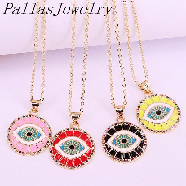 10pcs gold color trendy enamel eyes necklace charm rainbow cz micro pave round pendant necklaces jewelry for women girl, Silver
10pcs gold color trendy enamel eyes necklace charm rainbow cz micro pave round pendant necklaces jewelry for women girl, Silver