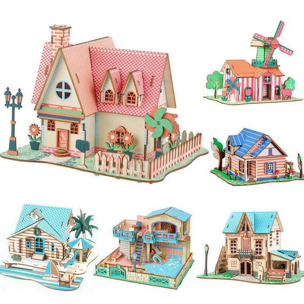 2020 new 3d puzzle wooden house miniature kits self assembly toy gift kids girls dollhouse model puzzle kit wooden house puzzle