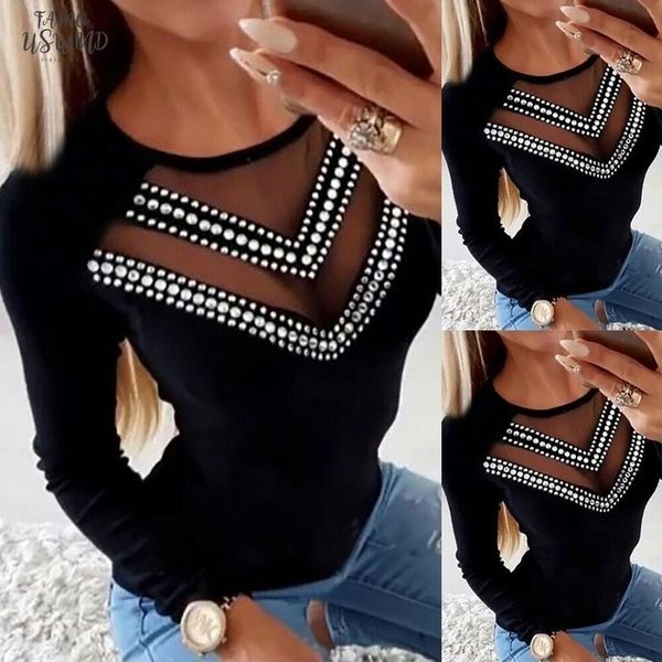 womens diamond mesh autumn winter o neck solid color shirts casual long sleeve chemisier femme 10, White
womens diamond mesh autumn winter o neck solid color shirts casual long sleeve chemisier femme 10, White