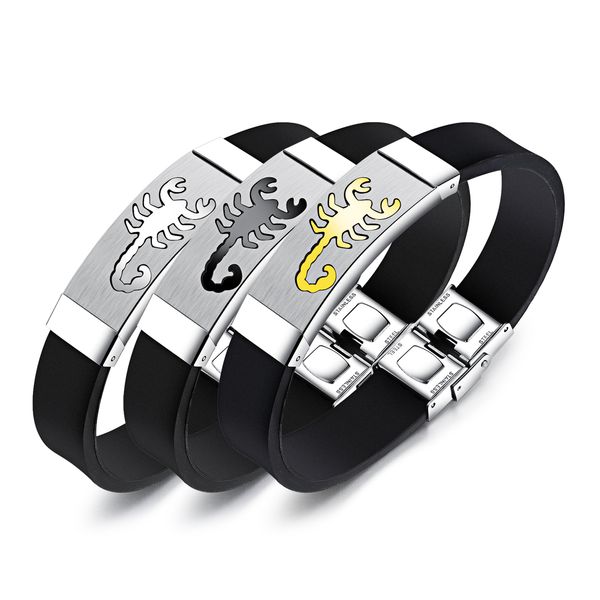 unique mens stainless steel scorpion silicone bracelets cuff bangle for men boys sporty wristband biker men's jewelry gift, Black
unique mens stainless steel scorpion silicone bracelets cuff bangle for men boys sporty wristband biker men's jewelry gift, Black