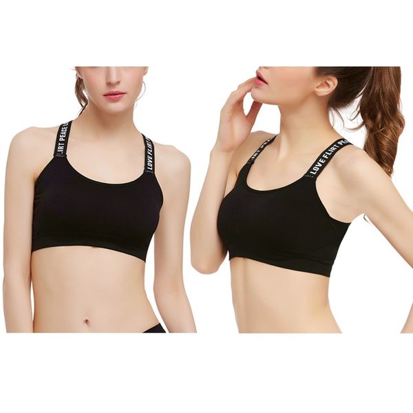 women stretch crop yoga vest padded sports bra seamless letter and stylish fitness vest, White;black
women stretch crop yoga vest padded sports bra seamless letter and stylish fitness vest, White;black