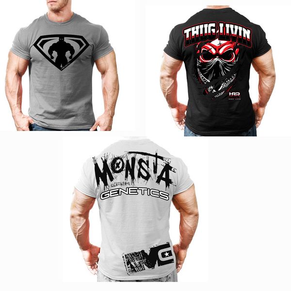 men sports muscle fitness cool large printed brothers pure cotton elasticity slim fit exercise t-shirt, White;black
men sports muscle fitness cool large printed brothers pure cotton elasticity slim fit exercise t-shirt, White;black