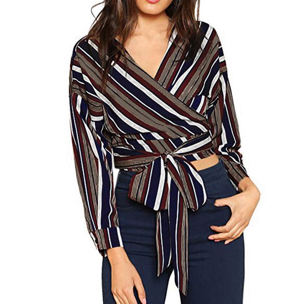 new 2019 fashion trend high-end cotton blend full womens autuumn v neck long sleeve color striped blouse harajuku, White
new 2019 fashion trend high-end cotton blend full womens autuumn v neck long sleeve color striped blouse harajuku, White