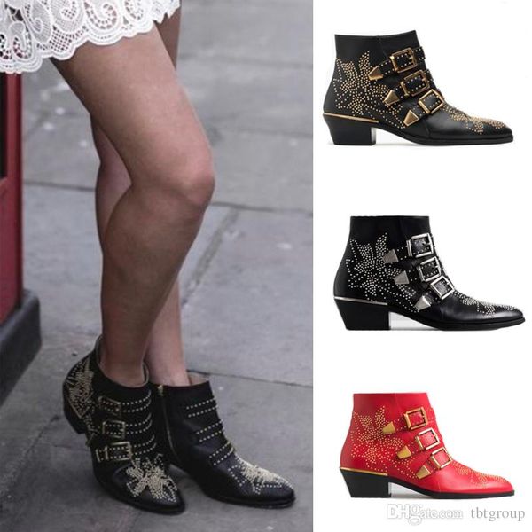women designer shoes susanna boots studded leather buckle ankle boots 100% real leather round toe kitten heels shoes winter boot us4-12, Black
women designer shoes susanna boots studded leather buckle ankle boots 100% real leather round toe kitten heels shoes winter boot us4-12, Black