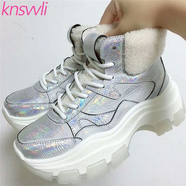 new thick sole silver ankle boots women round toe lace up plush winter short boots platform shoes woman genuine leather sneakers, Black
new thick sole silver ankle boots women round toe lace up plush winter short boots platform shoes woman genuine leather sneakers, Black