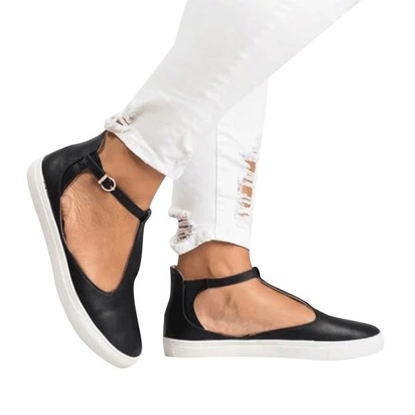 women pu leather flat shoes ladies vintage out shoes round toe platform flat heel buckle strap casual flat-with 2018 new, Black
women pu leather flat shoes ladies vintage out shoes round toe platform flat heel buckle strap casual flat-with 2018 new, Black