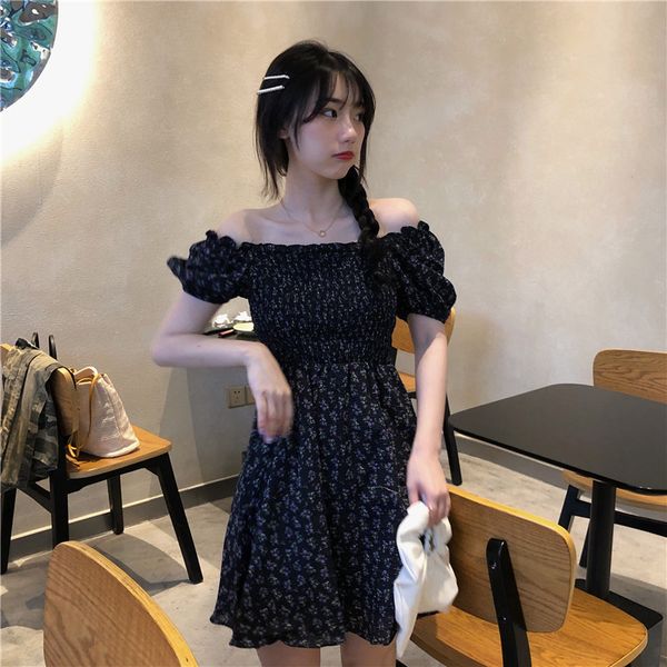 will the new summer 2020 word shoulder two long accept waist in french floral dress, White;black
will the new summer 2020 word shoulder two long accept waist in french floral dress, White;black